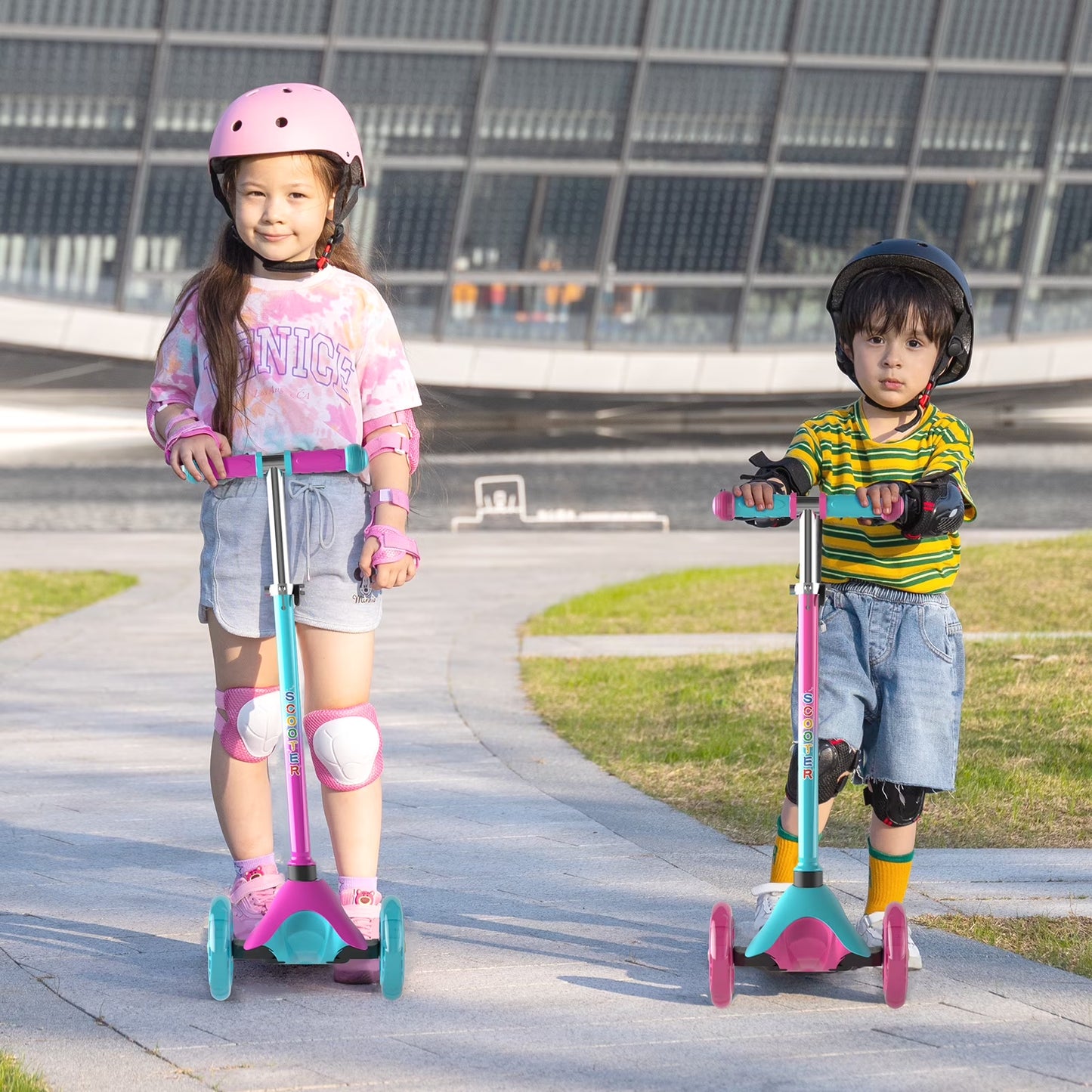 3 Wheel Scooter for Kids, Kick Scooter with Adjustable Height Light up LED Wheels for Boys Girls, Best Gift for Boys Girls Outdoor Activities, Red