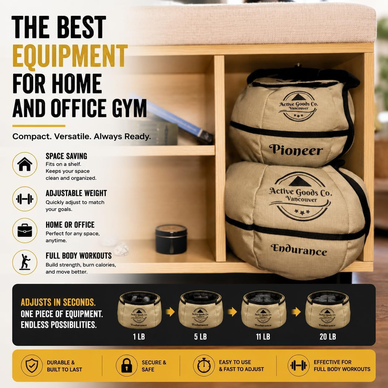 Activegoodsco. Kettlebell Sandbag for Fitness Workout, Different Sizes 11Lb to 75Lb. Visit to See the Options