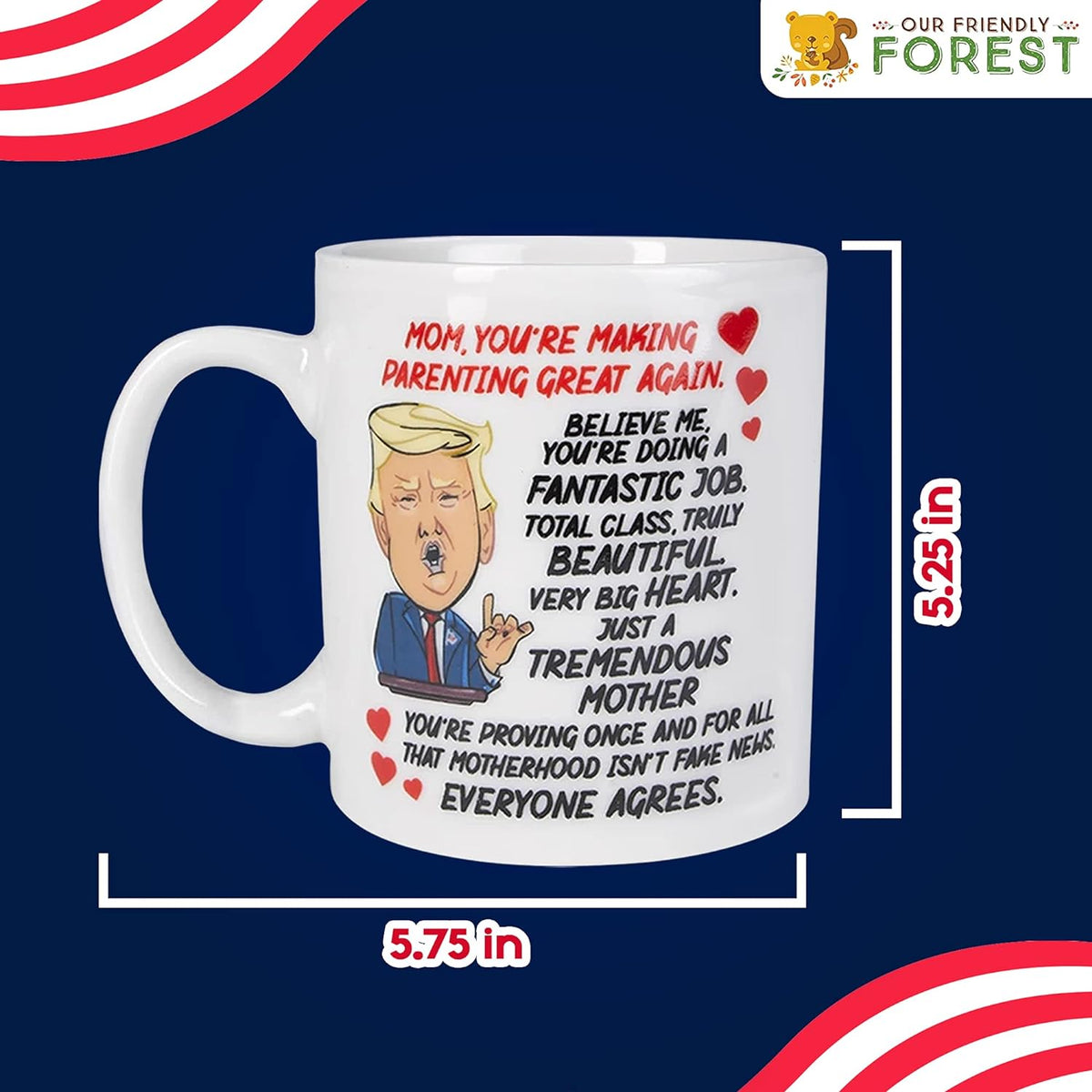 Talking Donald Trump Mug - Birthday Gifts for MOM from Daughter/Son/Husband - Moms Coffee Cup - Says 5 Lines in Trump'S REAL VOICE – Mommy Funny Mugs- Best Christmas, Mother'S Day, & Valentines Gift