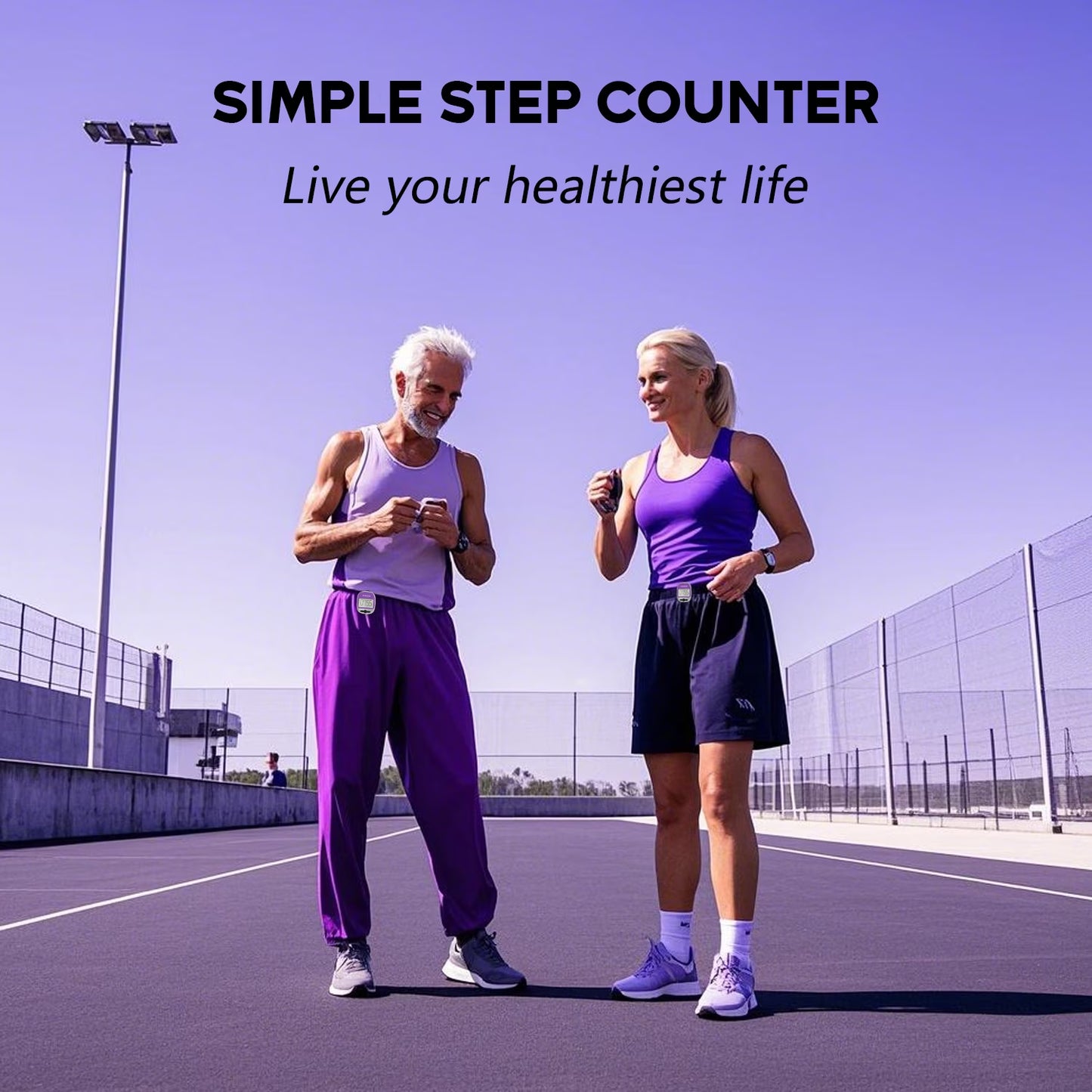 Best Pedometer for Walking Accurately Track Steps Multi-Function Portable Sport Pedometer Step/Distance/Calories Counter Fitness Tracker - Purple