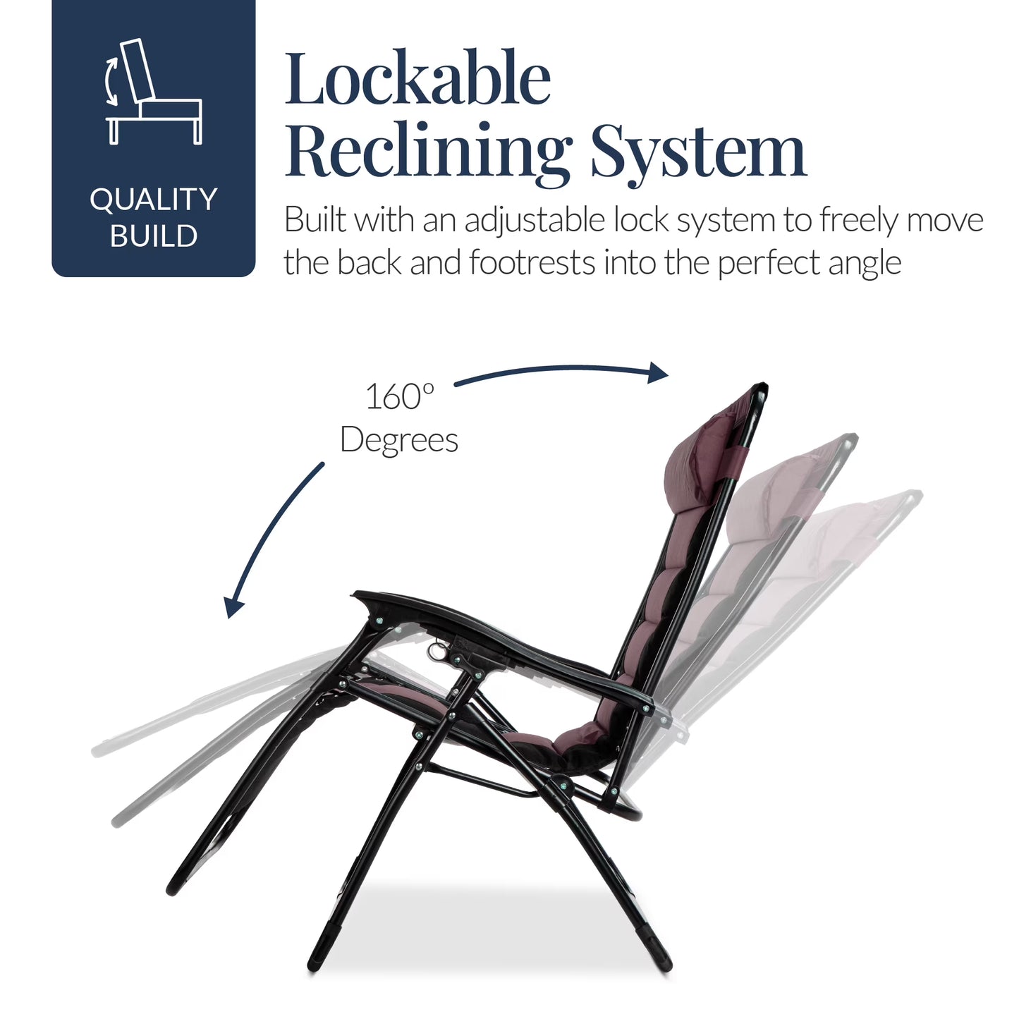 Oversized Padded Zero Gravity Chair, Folding Outdoor Patio Recliner W/ Side Tray - Brown