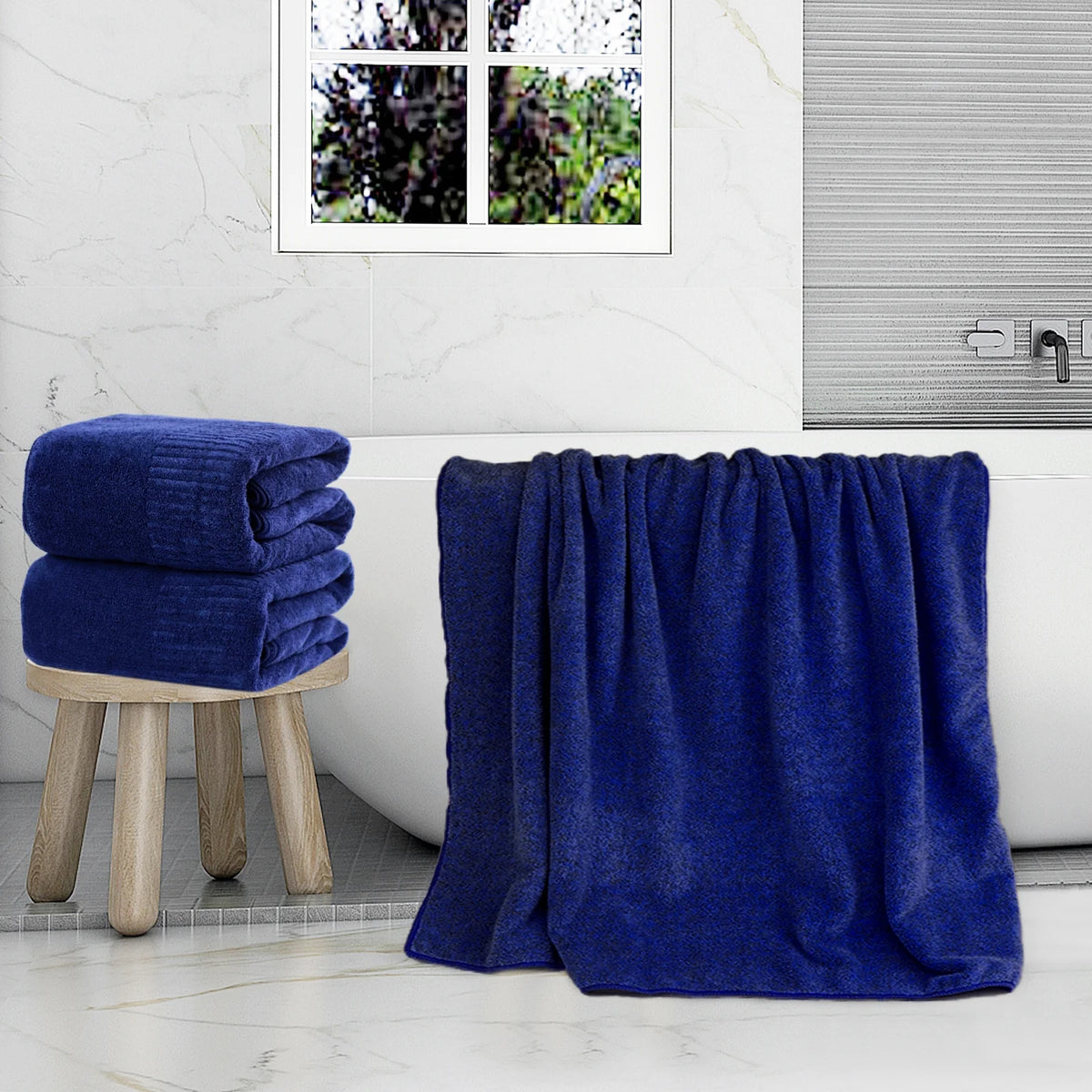 Bath Towel, Large Bathroom Towels 35X63 In, Super Absorbent Quick Drying Towels for Bathroom, Beach, Gym, Pool, 2 Count Navy Blue