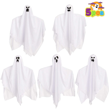 27.5" 5 Pack Halloween Hanging Ghosts for Halloween Party Decoration, Cute Flying Ghost for Front Yard Patio Lawn Garden Party Décor and Holiday Halloween Hanging Decorations