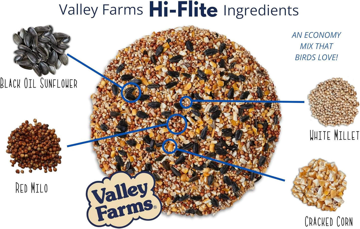 Hi-Flite Wild Bird Food - Best Seed Value for All Species of Birds for outside Bird Feeders (20 LB)