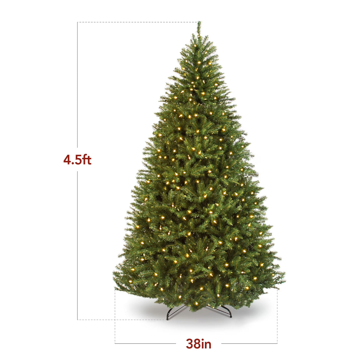 4.5Ft Pre-Lit Hinged Douglas Full Fir Artificial Christmas Tree Holiday Decoration W/ 200 Lights