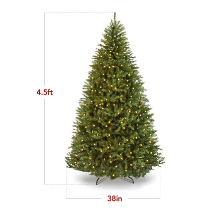 4.5Ft Pre-Lit Hinged Douglas Full Fir Artificial Christmas Tree Holiday Decoration W/ 200 Lights