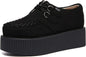 Women'S Handmade Suede Lace up Flat Platform Creepers Shoe