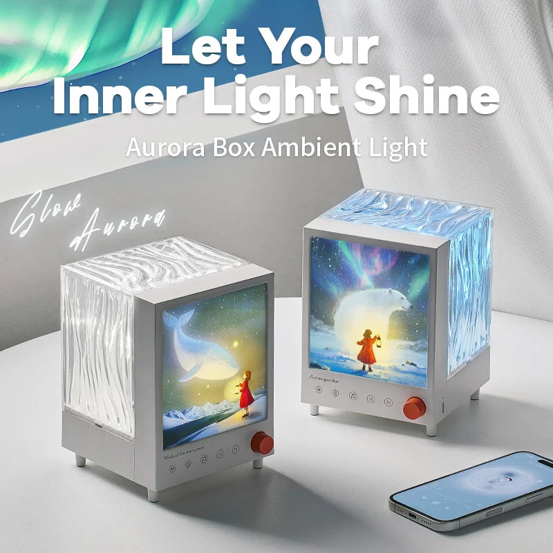 Aurora Light Projector Bluetooth Speaker Wireless Bluetooth Music Player with White Noise Colorful Ambient Light Stepless Dimmin