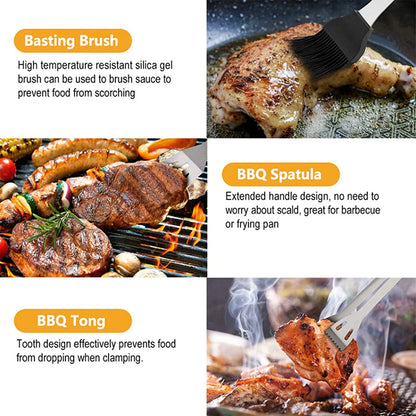 21 Pieces Complete Grill Accessories Kit, Very Best Grill Gift on Birthday Wedding - Professional BBQ Accessories Set for Outdoor Camping Grilling