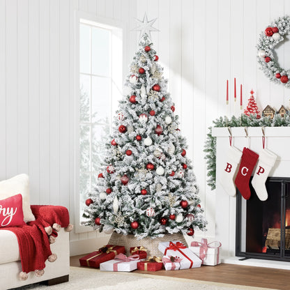 Artificial Flocked Christmas Tree, 12Ft Premium Unlit Pine Holiday Decor W/Metal Stand Green