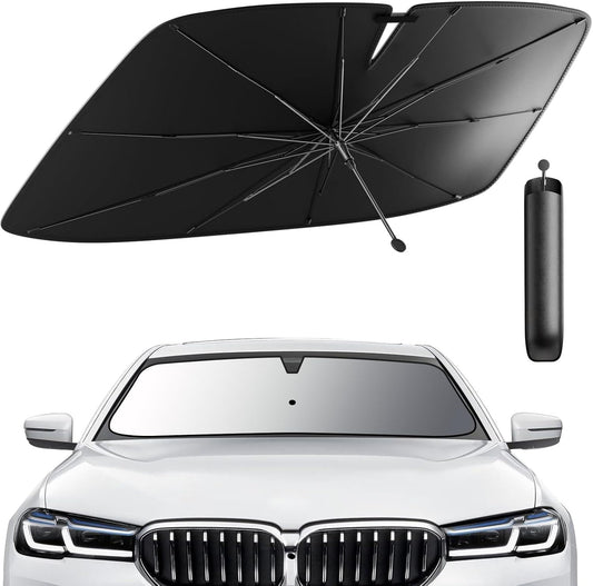 Car Windshield Sun Shade Umbrella, 2026 Upgrade Foldable Car Windshield Sun Shade Cover, 100% Sun Blocking & UV Protection Easy to Store, Fits Most Cars & Suvs (Large (55.1 * 31.1 Inch))