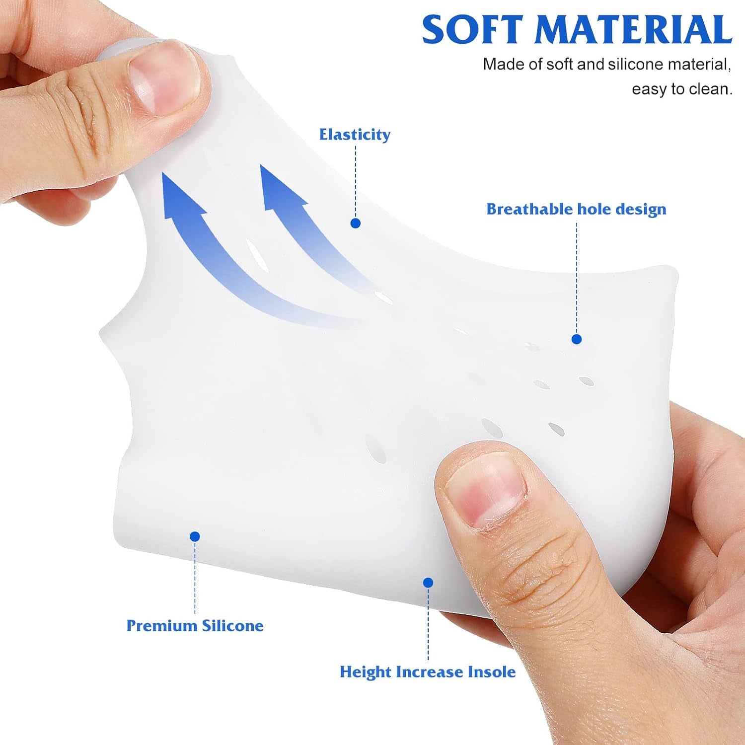 Invisible Heightening Heel Lift Insoles 1.65 Inch Silicone Inserts Lightweight Shoe Cushions for Men Women Fit Sneakers Boots Dress Shoes
