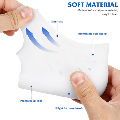 Invisible Heightening Heel Lift Insoles 1.65 Inch Silicone Inserts Lightweight Shoe Cushions for Men Women Fit Sneakers Boots Dress Shoes