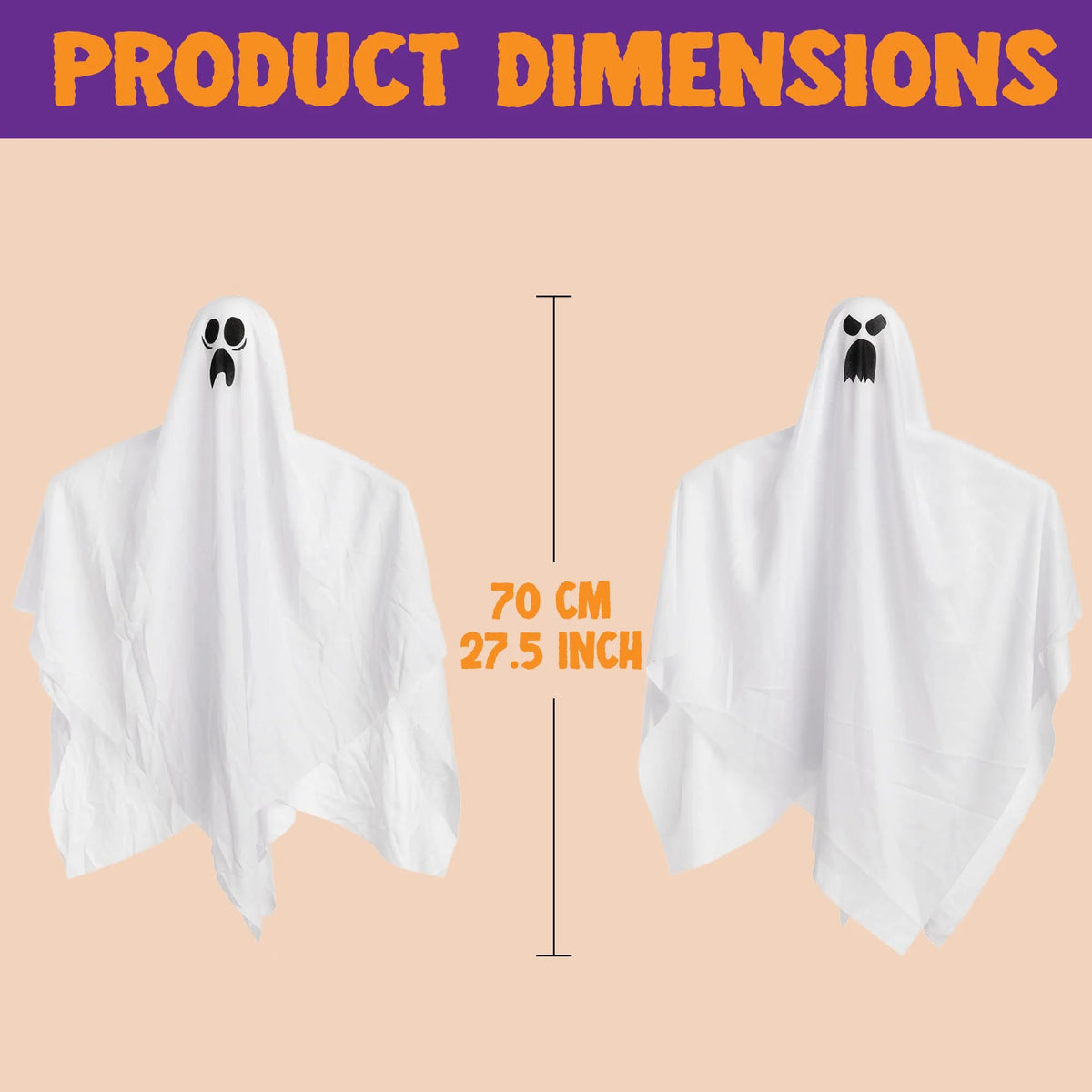 27.5" 5 Pack Halloween Hanging Ghosts for Halloween Party Decoration, Cute Flying Ghost for Front Yard Patio Lawn Garden Party Décor and Holiday Halloween Hanging Decorations