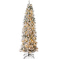 4.5Ft Pre-Lit Artificial Snow Flocked Pencil Christmas Tree Holiday Decoration W/ 150 Lights