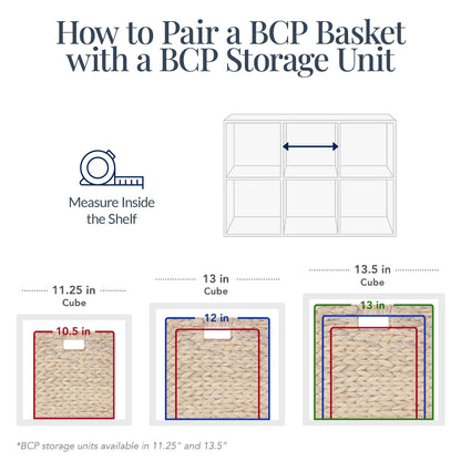 12X12In Hyacinth Baskets, Set of 5 Multipurpose Collapsible Organizers W/ Inserts - Brown