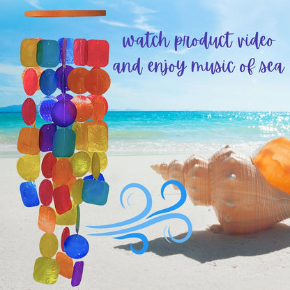 20414 Wind Chimes Outdoor, Garden Decorations, Musical, Indoor/Outside Windchimes, Beach, Ocean Breeze, Gifts for Mom, Gift for All Occasions, Purple Shells 27 Inch