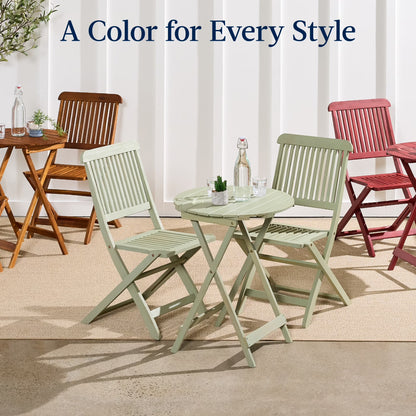 3-Piece Acacia Wood Bistro Set, Folding Patio Furniture W/ 2 Chairs, Table - Natural