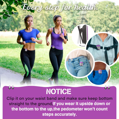 Best Pedometer for Walking Accurately Track Steps Multi-Function Portable Sport Pedometer Step/Distance/Calories Counter Fitness Tracker - Purple