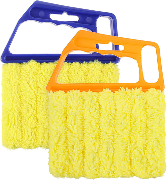 2 Pcs Blind Duster for Wood Blinds, 7 Finger Blind Cleaner Duster Tool, Microfiber Washable Blinds Cleaner Tool for Window & Air Conditioner, Reusable Dusting Brush
