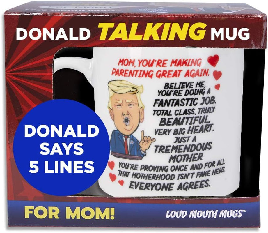 Talking Donald Trump Mug - Birthday Gifts for MOM from Daughter/Son/Husband - Moms Coffee Cup - Says 5 Lines in Trump'S REAL VOICE – Mommy Funny Mugs- Best Christmas, Mother'S Day, & Valentines Gift