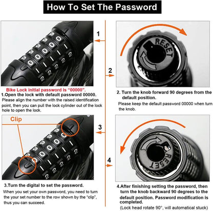 Bike Lock High Security 5 Digit Resettable Combination Coiling Cable Lock Best for Bicycle Outdoors, Orange-1
