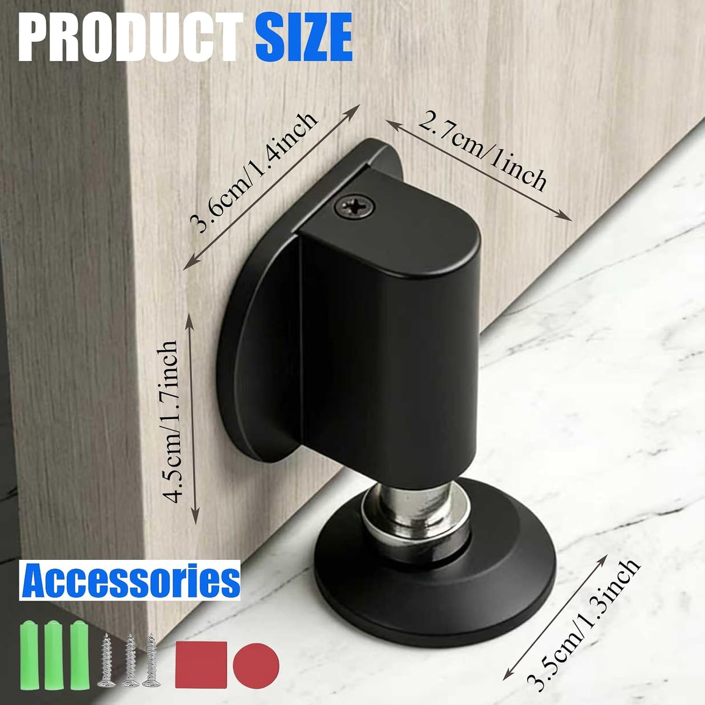 Magnetic Door Stopper - 2026 New Magnet Floor Door Stop Retractable, Door Magnetic Catch,Door Wedge Stopper No Drilling Mount with Adhesive,Door Holder to Keep Door Open (Brushed Nickel 1PC)