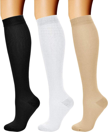 Compression Socks for Women & Men Circulation (3 Pairs) 15-20 Mmhg Is Best Support for Athletic Running Cycling