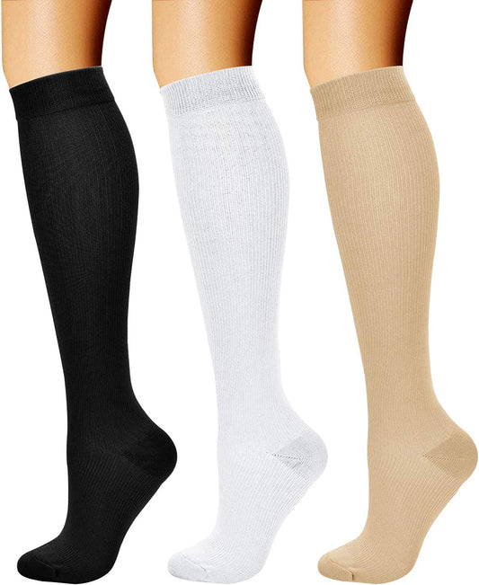 Compression Socks for Women & Men Circulation (3 Pairs) 15-20 Mmhg Is Best Support for Athletic Running Cycling