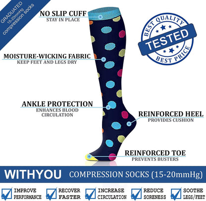 Compression Socks 15-20 Mmhg Is Best Athletic for Men & Women Running Flight Travel Nurses Pregnant