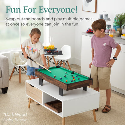 11-In-1 Kids Combo Game Set W/ Ping Pong, Foosball, Air Hockey, 5 Accessory Bags - Light Wood