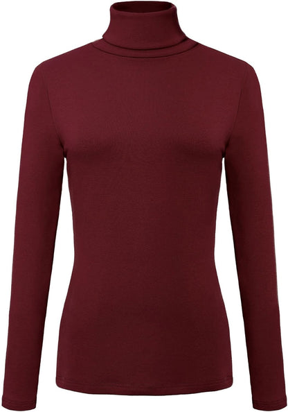 Women'S Long Sleeve Turtleneck Slim Fitted T Shirts Basic Stretch Tee Tops