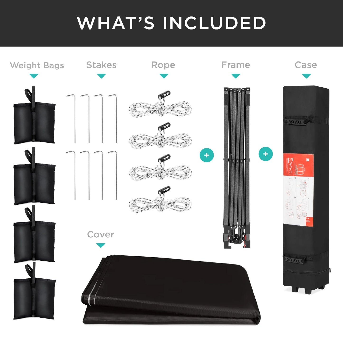 10X10Ft Easy Setup Pop up Canopy W/ 1-Button Setup, Wheeled Case, 4 Weight Bags - Black