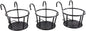 Iron Art Hanging Baskets Flower Pot Holder - over the Rail Metal Fence Planters - Pack of 3 - Black
