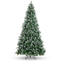 12Ft Pre-Decorated Holiday Christmas Pine Tree W/4,188 Branch Tips, Partially Flocked, Base Green