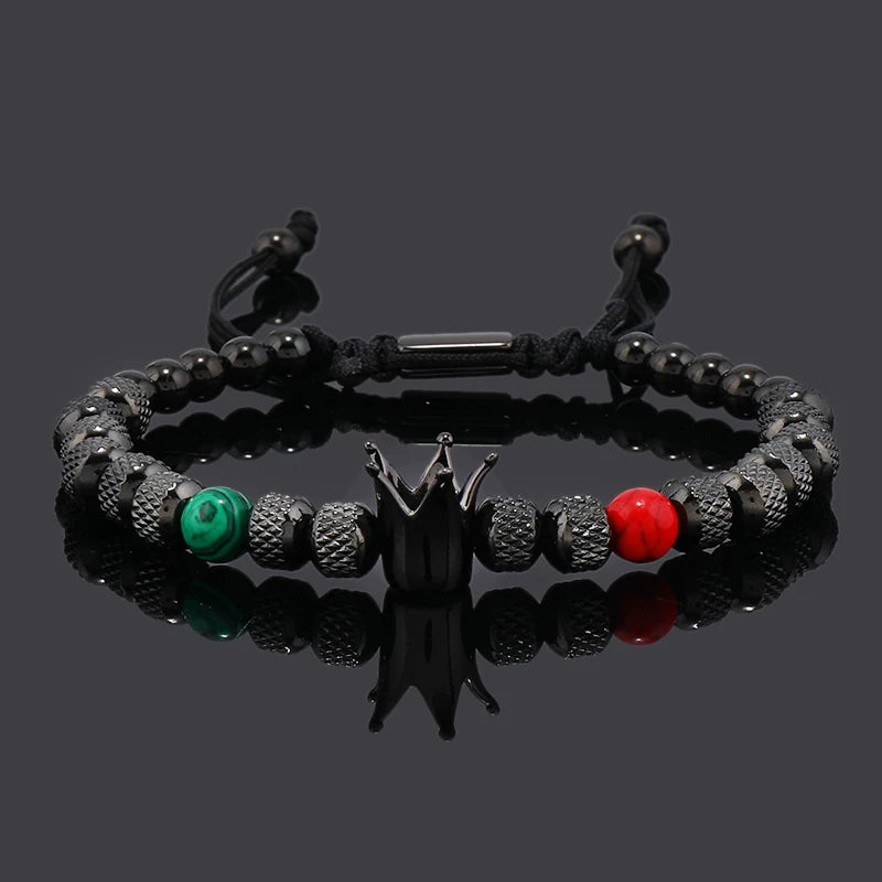 Luxury Crown Charms Stainless Steel Beads Man Bracelet Women Hand Jewelry Couple Gift