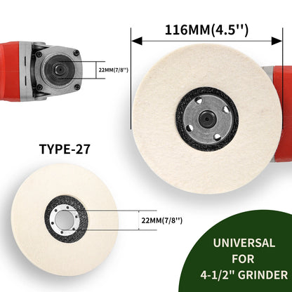 2/3/4/4.5/5 Inch Wool Polishing Wheel Buffing Pad for Angle Grinder Grinding Disc Metal Wood Stainless Steel Polishing Abrasives
