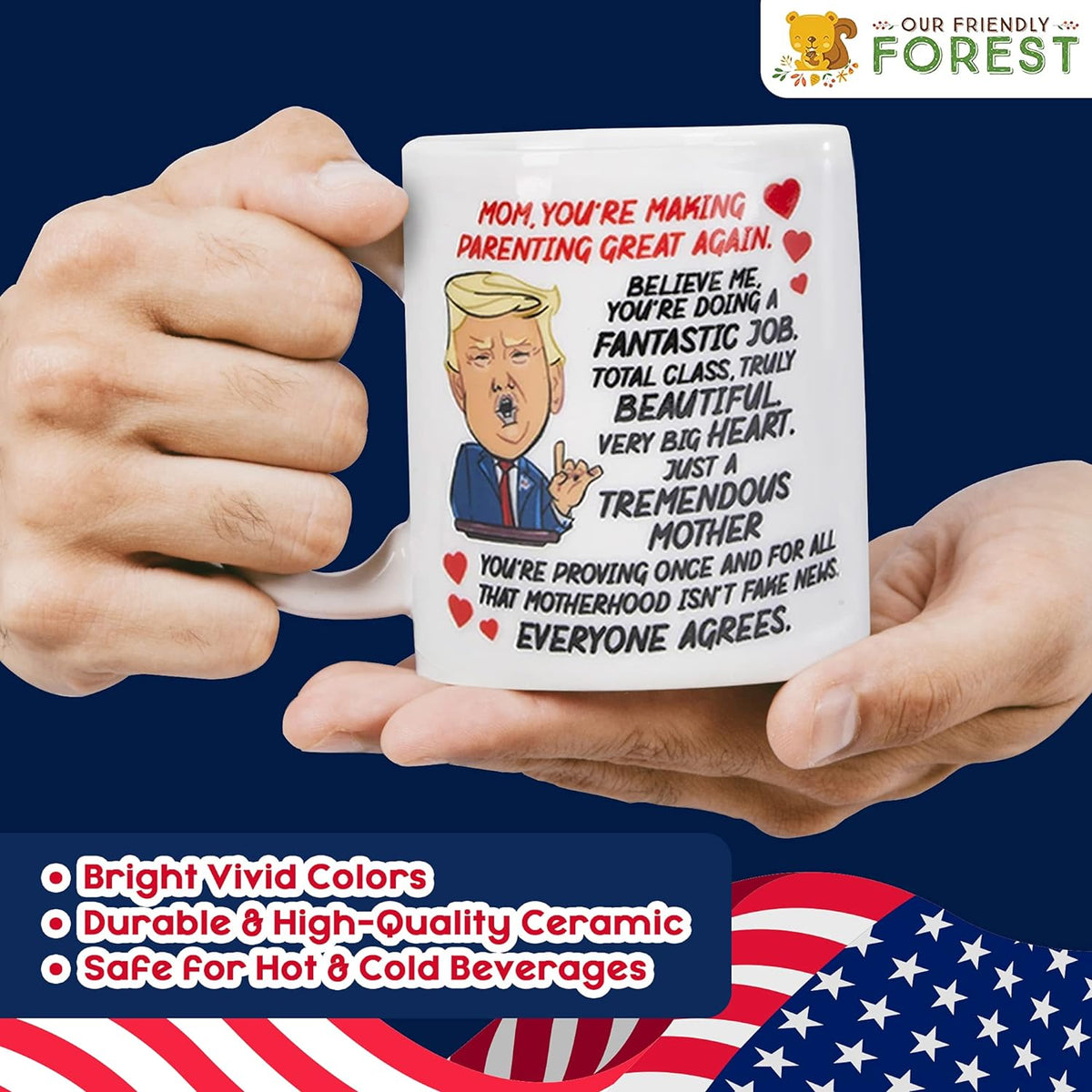 Talking Donald Trump Mug - Birthday Gifts for MOM from Daughter/Son/Husband - Moms Coffee Cup - Says 5 Lines in Trump'S REAL VOICE – Mommy Funny Mugs- Best Christmas, Mother'S Day, & Valentines Gift