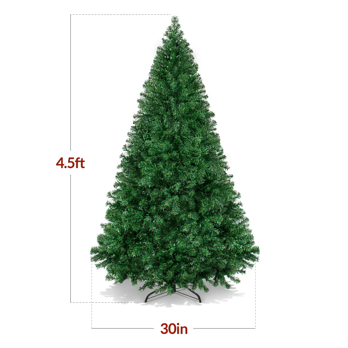 Artificial Christmas Tree, 4.5Ft Premium Unlit Pine Design, Dense Branches W/Easy Assembly - Green