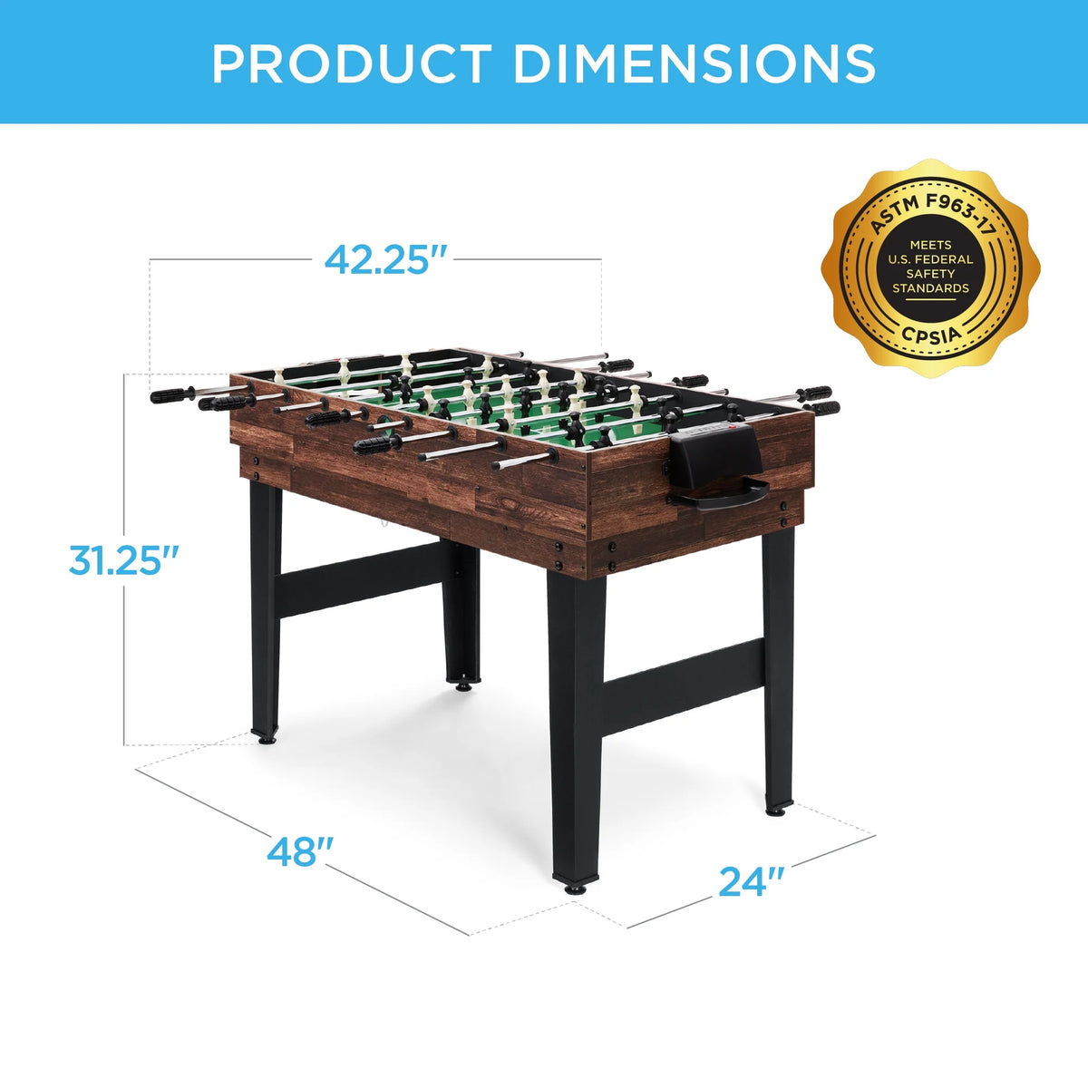 2X4Ft 10-In-1 Combo Game Table Set W/ Hockey, Foosball, Pool, Shuffleboard, Ping Pong - Walnut