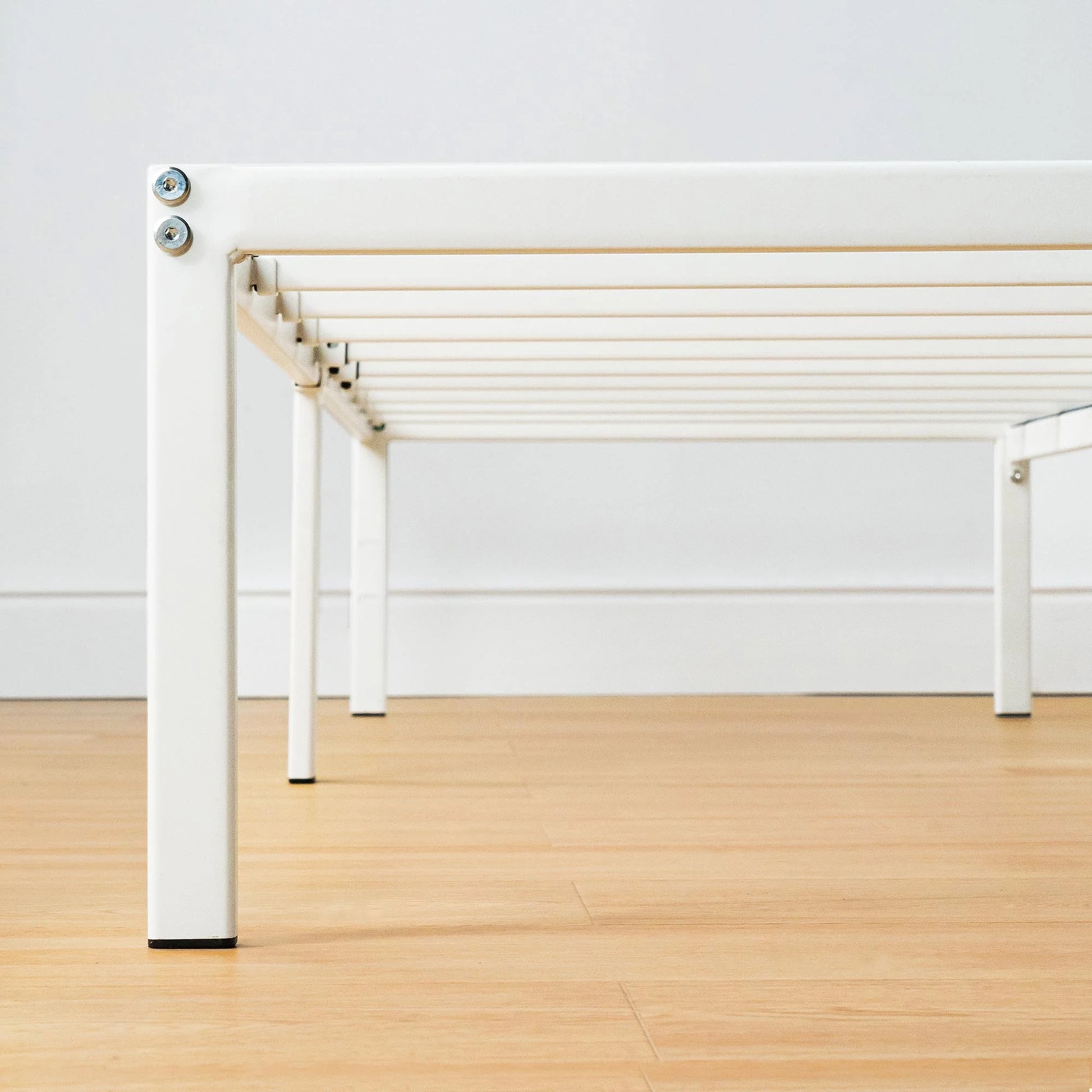 14" Metal Platform Bed Frame, Heavy-Duty Steel Slats, White, King