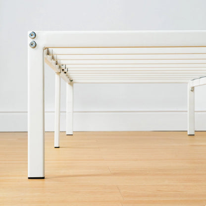 14" Metal Platform Bed Frame, Heavy-Duty Steel Slats, White, King