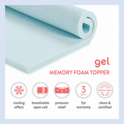 2" Cooling Gel Ventilated Memory Foam Mattress Topper, Queen