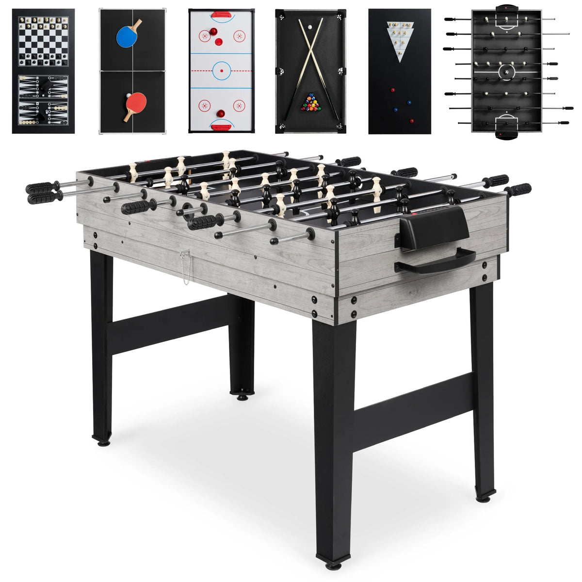 2X4Ft 10-In-1 Combo Game Table Set W/ Hockey, Foosball, Pool, Shuffleboard, Ping Pong - Gray