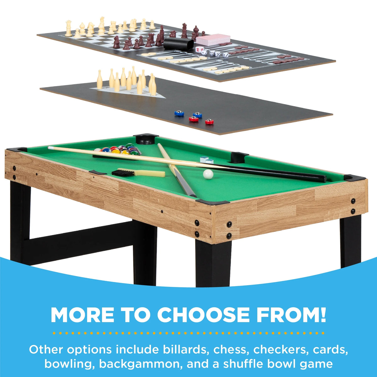 2X4Ft 10-In-1 Combo Game Table Set W/ Hockey, Foosball, Pool, Shuffleboard, Ping Pong - Natural