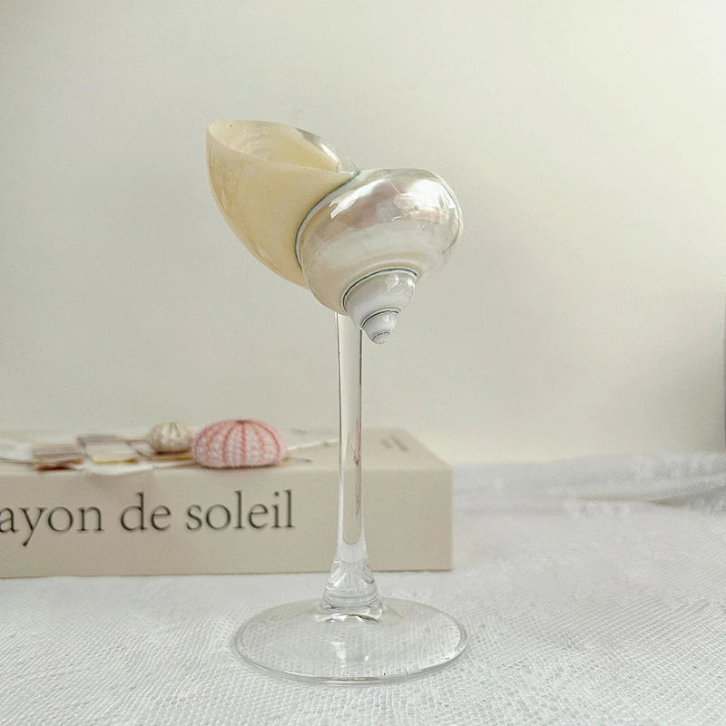 Originality Conch Wine Glass Goblet Handmade Banquet Natural Metal Glass Polishing Decoration Ornament Gift for Bar