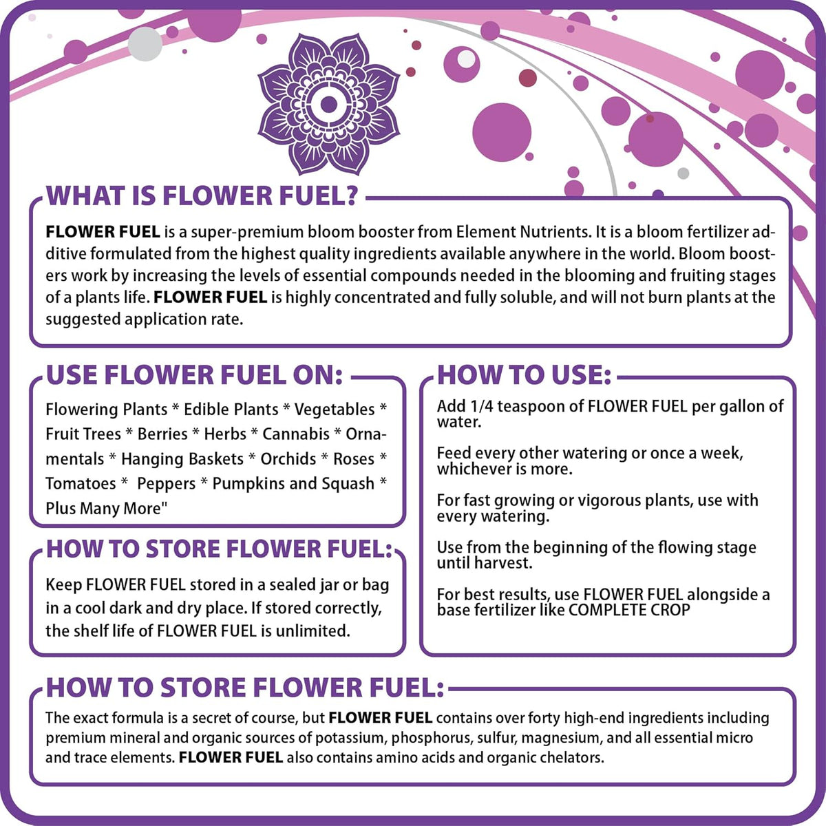 Bloom Booster and Yield Enhancer for Plants - Big, Heavy, Healthy Harvests, for Use in Soil and Hydroponics - Concentrated Phosphorus and Potassium - Flower Fuel 1-34-32, 250G