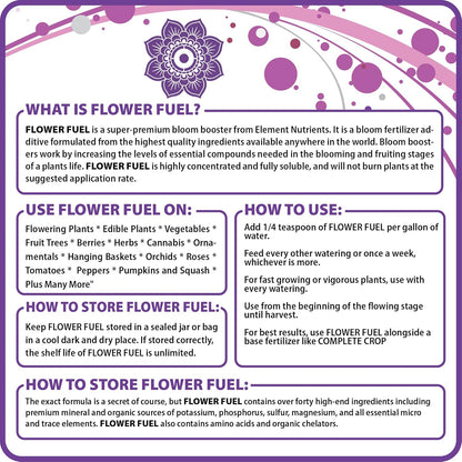Bloom Booster and Yield Enhancer for Plants - Big, Heavy, Healthy Harvests, for Use in Soil and Hydroponics - Concentrated Phosphorus and Potassium - Flower Fuel 1-34-32, 250G