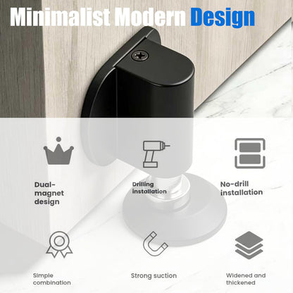 Magnetic Door Stopper - 2026 New Magnet Floor Door Stop Retractable, Door Magnetic Catch,Door Wedge Stopper No Drilling Mount with Adhesive,Door Holder to Keep Door Open (Brushed Nickel 1PC)