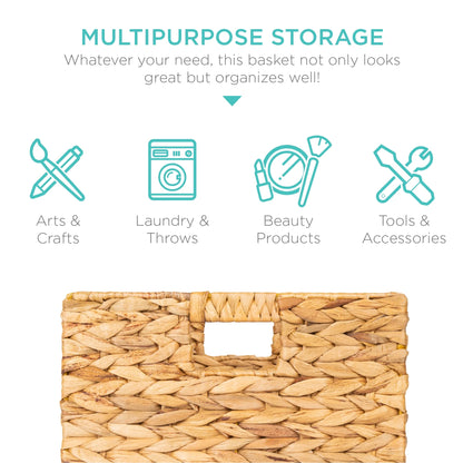 10.5X10.5In Hyacinth Storage Baskets, Set of 5 Multipurpose Collapsible Organizers - Natural